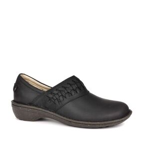 New UGG Woman's Anilla Black Leather Slip On Clogs Size Woman's 7